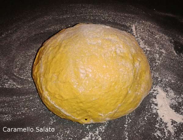 Richiudere e dare una forma sferica, infarinare leggermente il vaso della planetaria e rimetterci l'impasto per la lievitaione